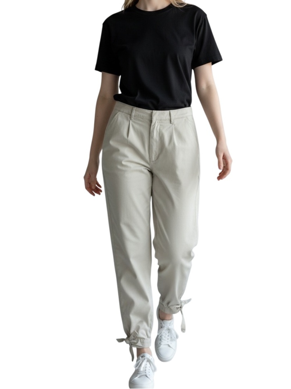 Abercrombie & Fitch Tie Hem Taper Ankle Pant size Small in Light Khaki